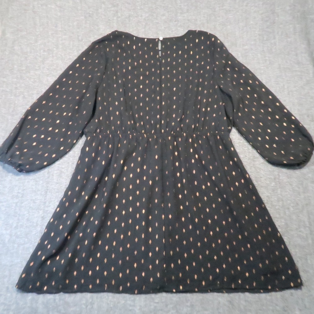 Maurices Foil Dot Dress 2X Black Gold Metallic Strappy Neck Sheer Whimsigoth - Picture 3 of 11